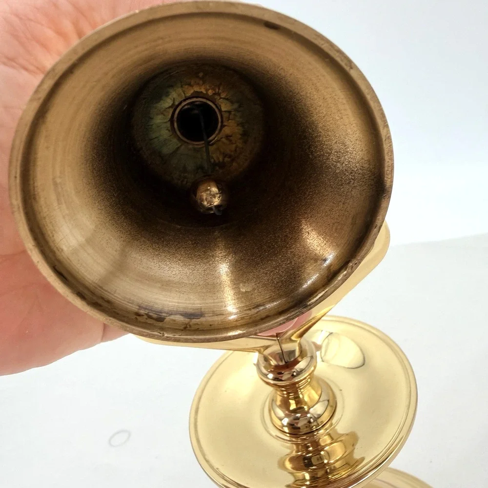 Vintage Baldwin Solid Polished Brass Tavern Bell Taper Candlestick Holder